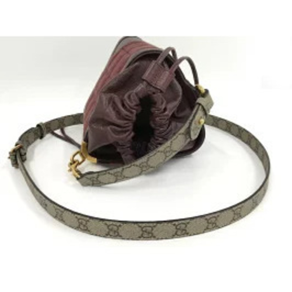 GUCCI shoulder bag leather canvas Bordeaux Red - Picture 4 of 9